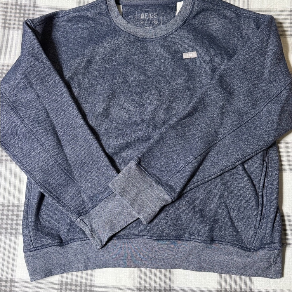 Figs Women's Heathered Blue Crewneck Sweater